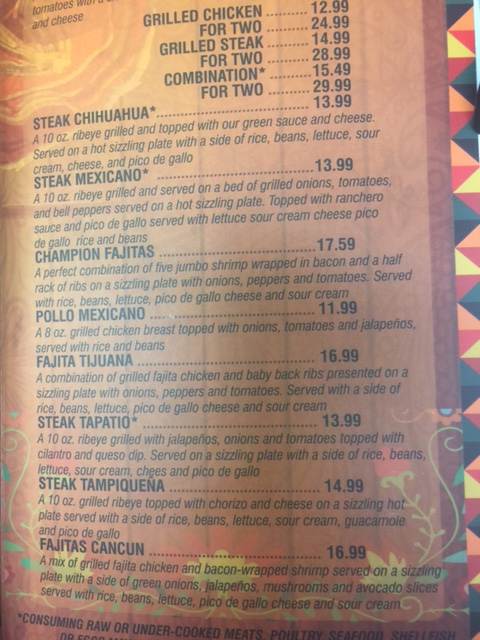 First Page Menu - Chihuahua's Mexican Restaurant & Cantina