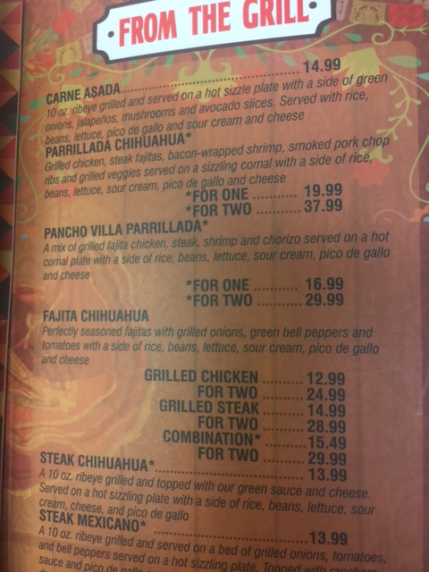 Chihuahuas Menu 9 - Chihuahua's Mexican Restaurant & Cantina